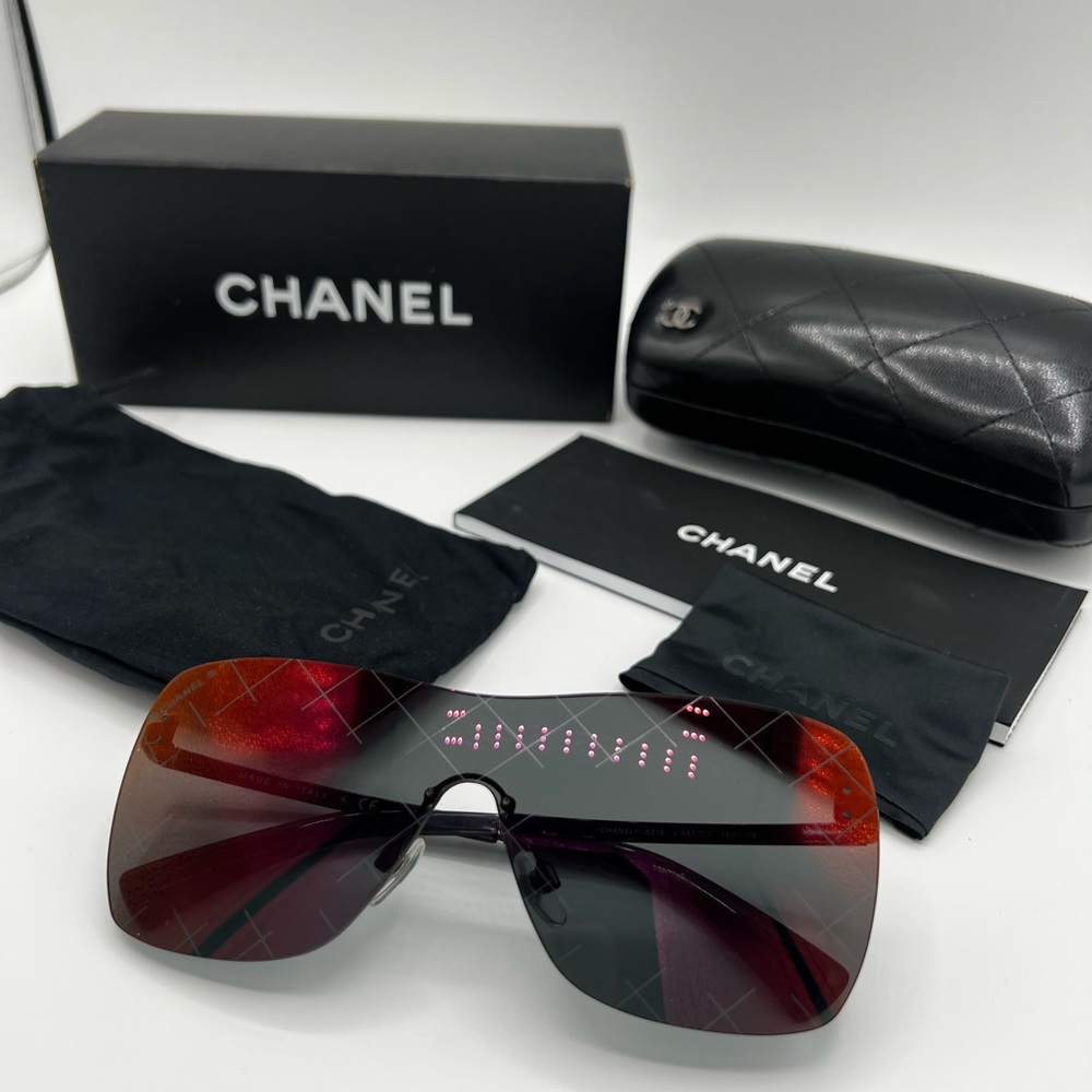 Chanel Burgundy Shield Sunglasses 4215